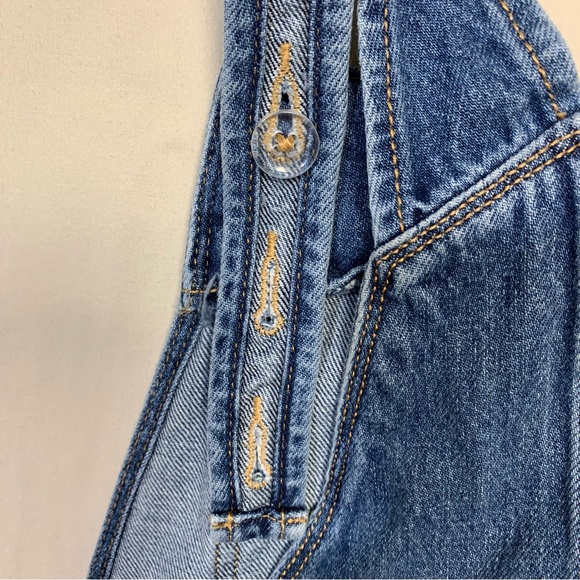 Shortalls Girl’s XL 14-16 Blue Denim Jean Overall Shorts Cut Off Raw Hem Summer - Picture 7 of 9